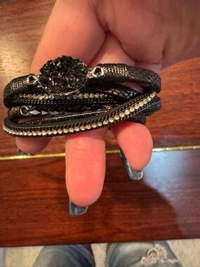 Black Crystal Wrap Bracelet - Elegant Women's Jewelry